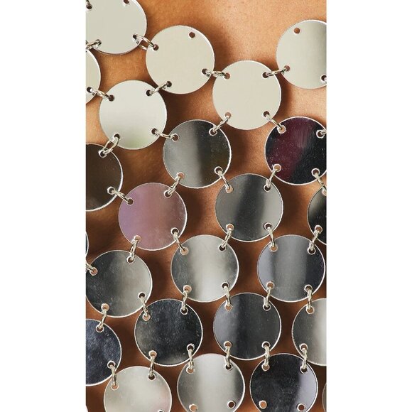 8 Other Reasons Disc Crop Top in Silver One Size New Womens Disc Mirror Cropped - Picture 5 of 12